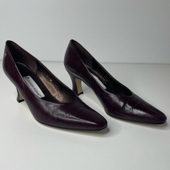 Etienne Aigner Danube Leather Slip On Mid Heel Dress Pumps Burgundy Womens Sz 7M - Picture 2 of 15